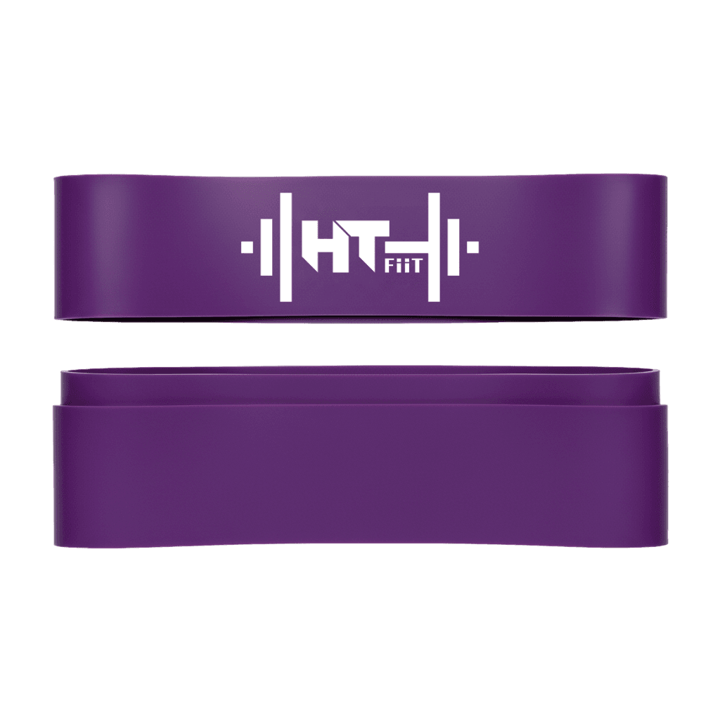 Professional rubber booty bands in Amethyst Purple with HT FIIT Studio logo